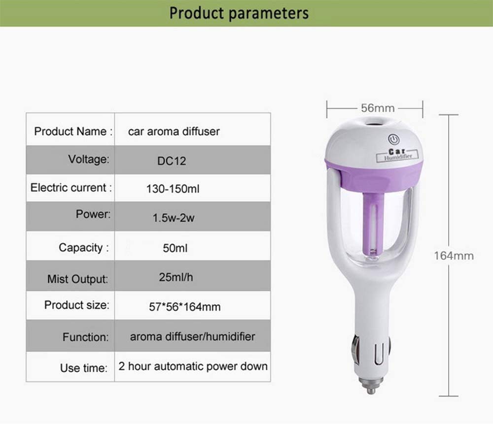 Dc 12v bil ångluftfuktare aromdiffusor mini luftrenare aromaterapi eterisk olja spridare dimtillverkare spruta
