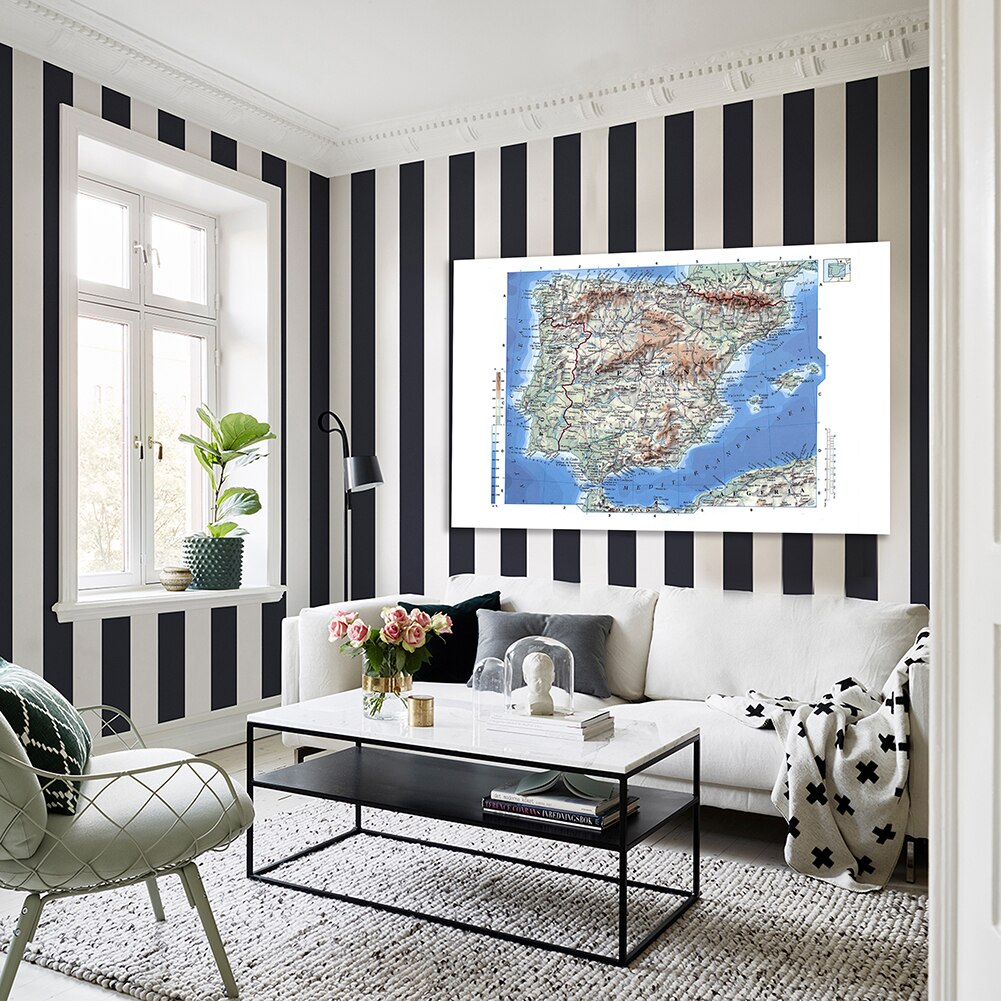225*150cm The Spain Terrain Elevation Map In Spanish Non-woven Canvas Painting Wall Art Poster Home Decor School Supplies