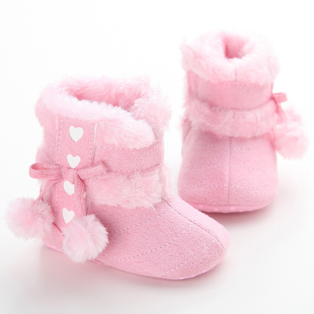 Schattige Baby Meisje Schoenen Winter Warm Peuter Soft Sole Katoen Snowboots Schoenen Baby Meisjes 0-18M: Roze / 0-6 months