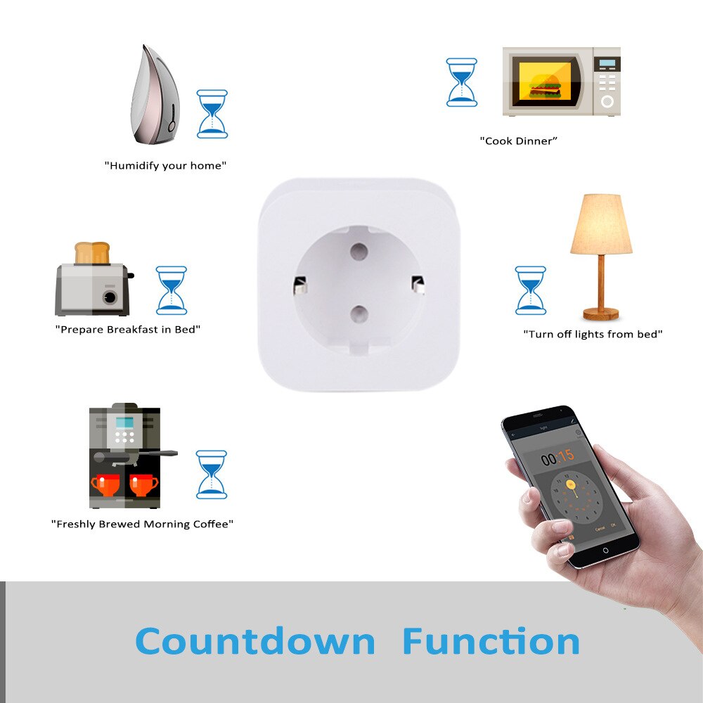 Wifi Smart Socket Smart Home Wifi Wireless plug with Power Monitor Timing Function Alexa Google Home Voice control 16A AC 220V