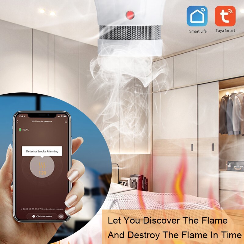 Tuya Zigbee 3.0 Fire Alarm Smoke Detector Smart Home System High Sensitivity Safety Prevention Sensor Works With Smart Life APP