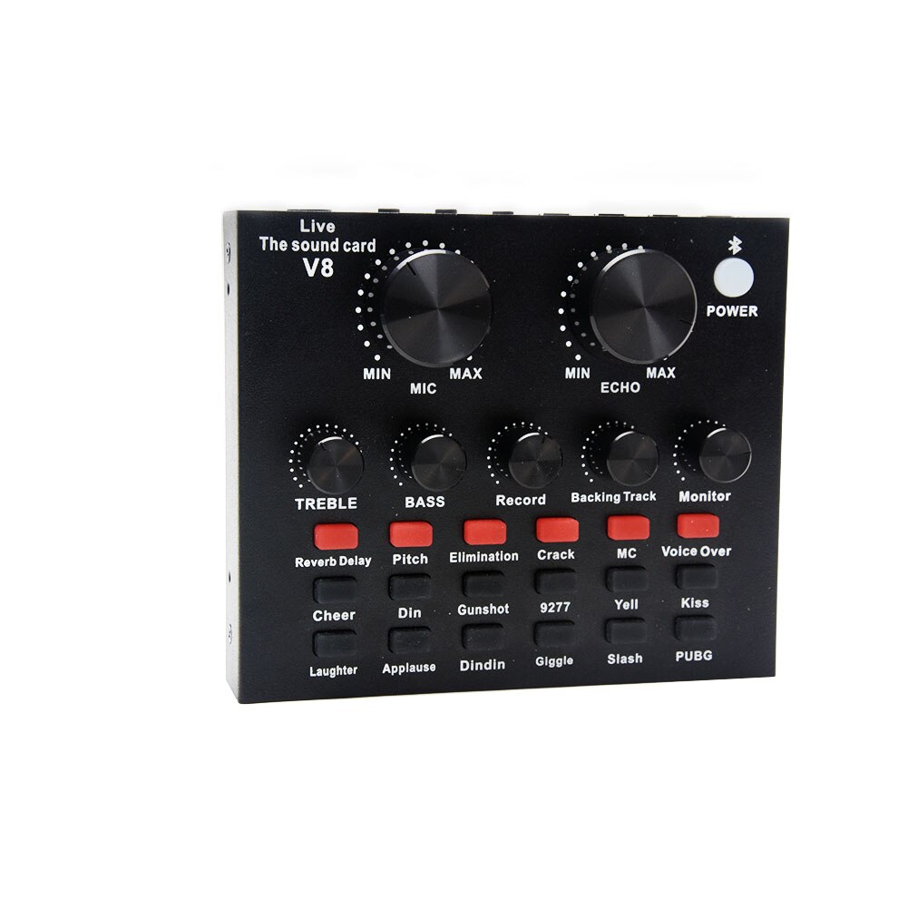 V8 Computer KTV External USB Recording Sound Card Singing PC Live Broadcast Home Audio Karaoke Voice Chat Headset Microphone