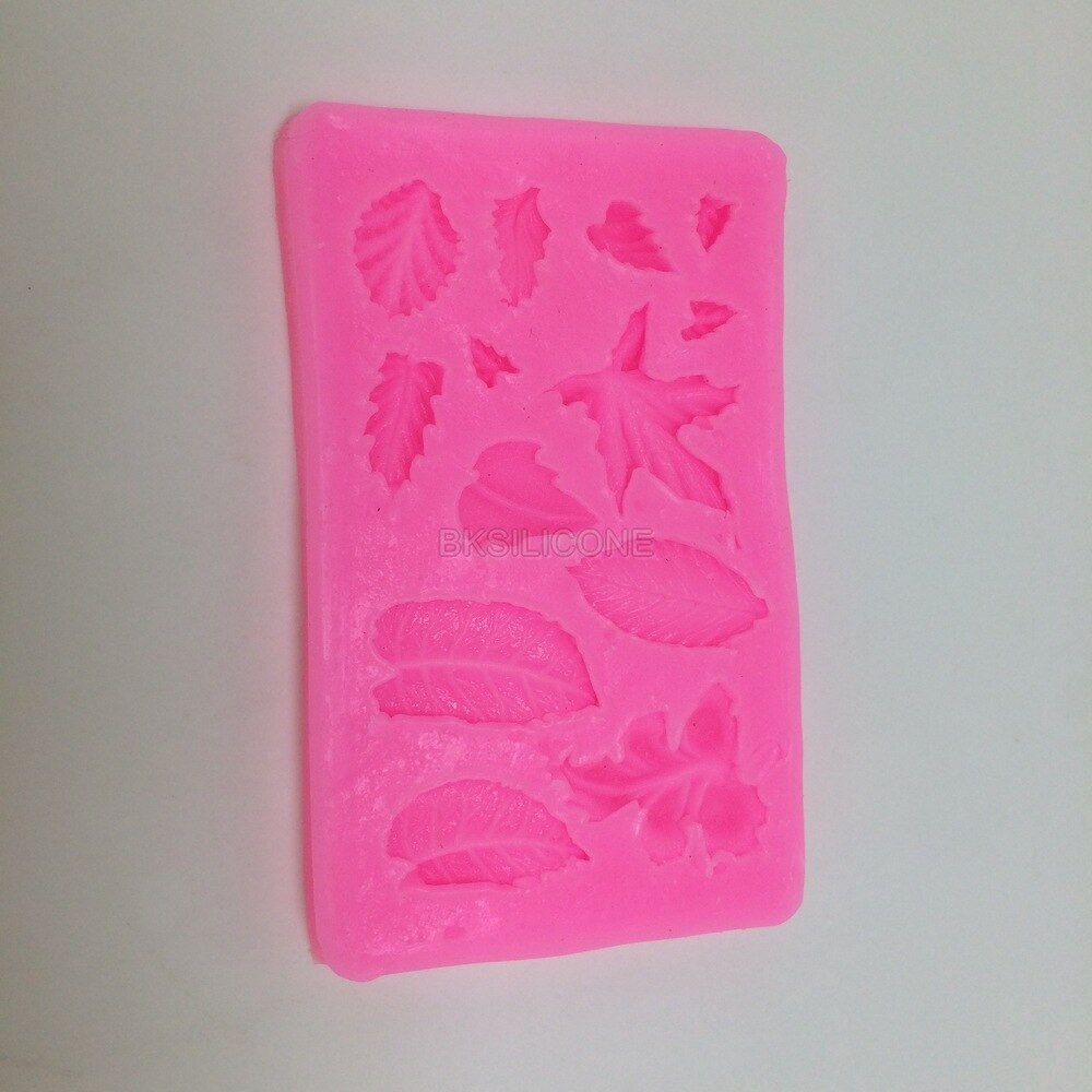 G2014 bladvormige siliconen mal voor taartdecoratie, gevormd met bladvormpjes van silicagel, 3d siliconen mallen van voedingskwaliteit