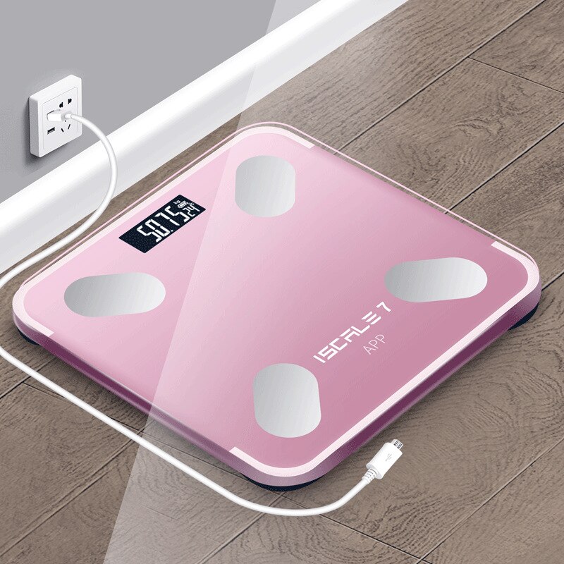 Bluetooth Smart Body Fat Scale Electronic Weighing Scale Measuring Fat Body Fat Woman Body Scale Weighing smart scale: Rose gold