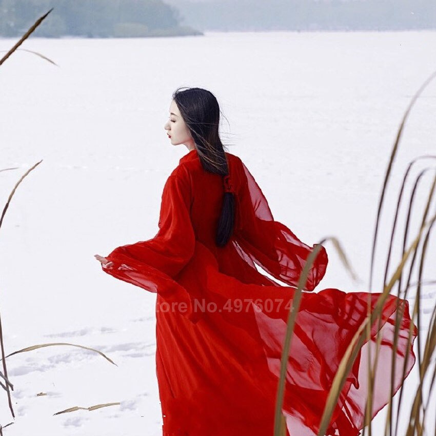 Oriental tradicional chinês hanfu vestido para mulher sólido vermelho plus size chiffon trajes de dança folclórica feminino do vintage tang terno