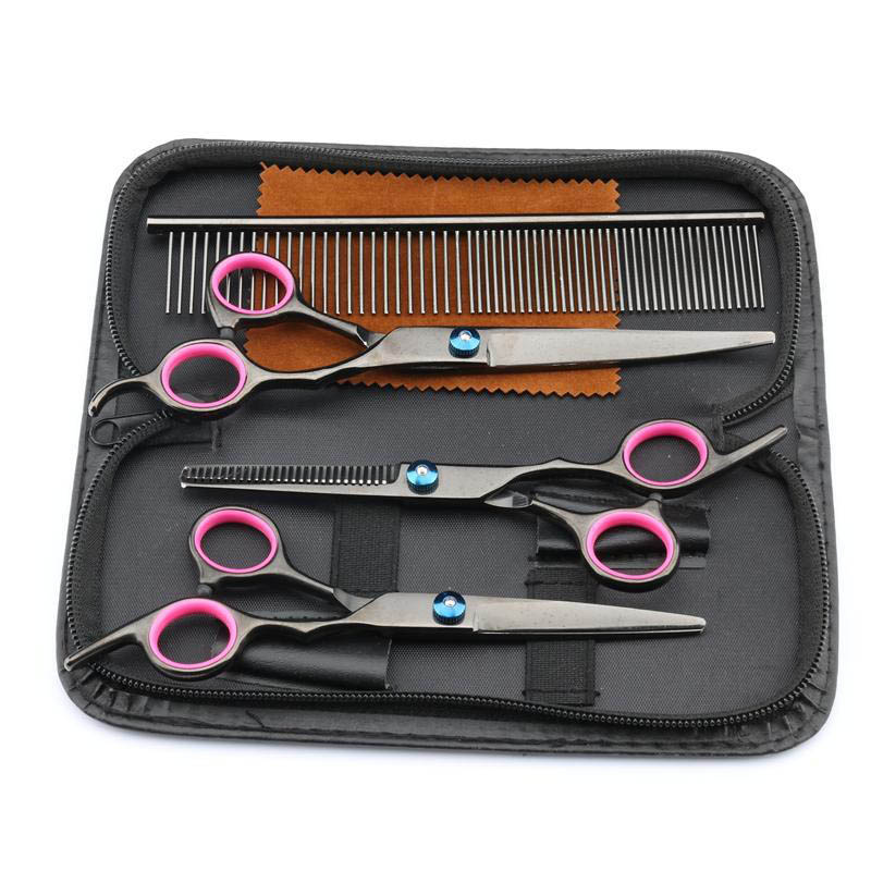Kit de Ciseaux de Toilettage pour Chien en Acier Inoxydable, Ensemble avec Peigne pour Couper les Poils d&#39;Animaux de Compagnie, de 7 Pouces, Barbier, Amincissant