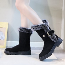 Botas de tobillo con plataforma plana para Mujer con hebilla de terciopelo para invierno Botas de nieve cálidas para Mujer zapatos cortos de felpa Botas de Mujer