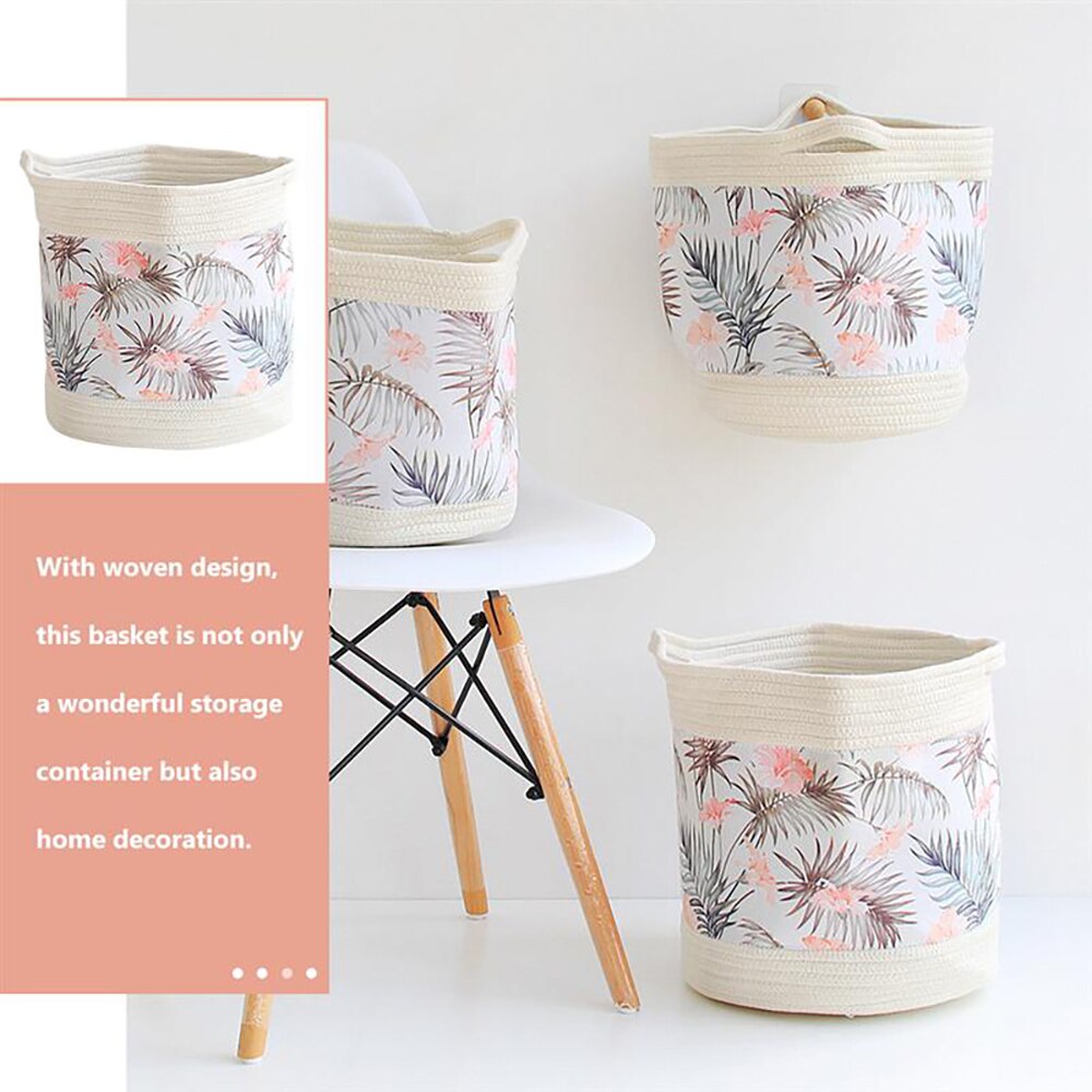 Collapsible Storage Basket Flower Baby Basket Fresh Green Leaf Toy Storage Bucket Dirty Clothes Basket Fabric Storage Bag