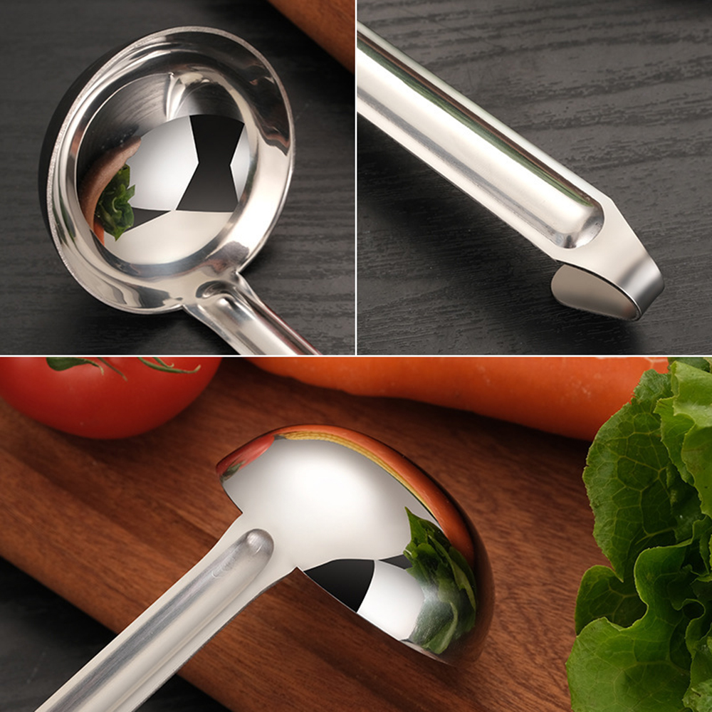 Stainless Steel Long Handle Soup Spoon With Hanging Hook Home Cooking Pot Spoon Metering Spoon Ounce Spoon