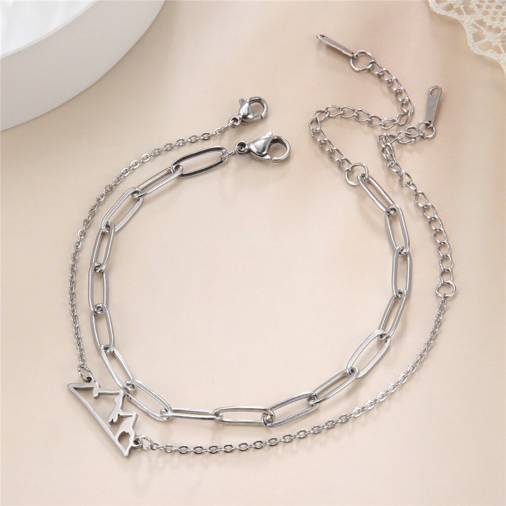 Skyrim Nette Berg Charme Armband Frauen Mädchen Edelstahl Einstellbare Kette Link Armbänder Pulsera Schmuck 2022: 2pcs Steel Color