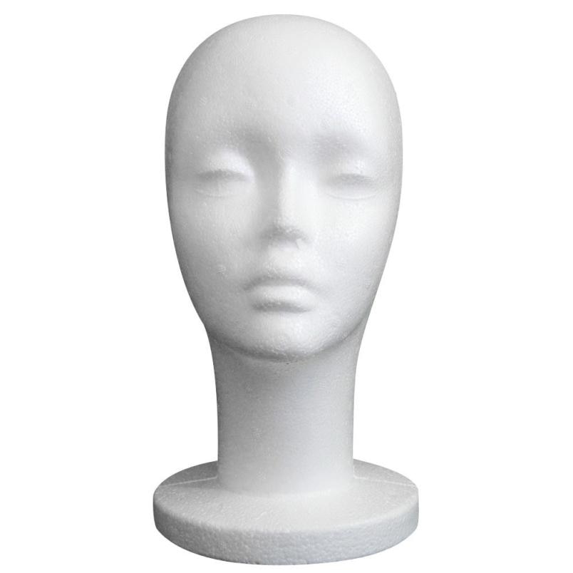 Female Model Head Female Styrofoam Mannequin Manikin Head Model Foam Wig Hair Glasses Display female model head