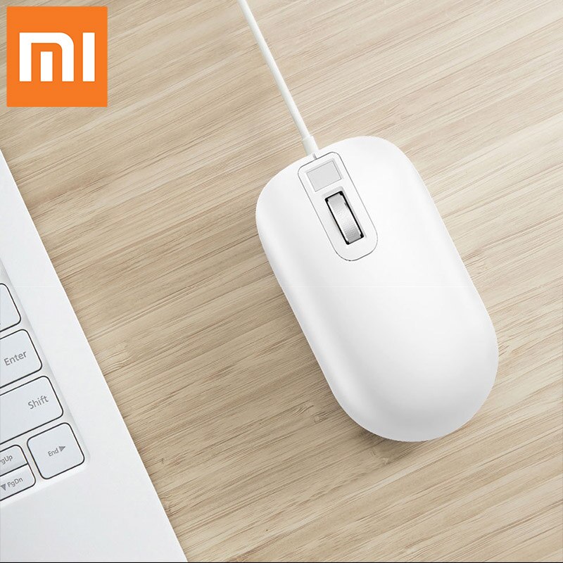 Xiaomi Fingerprint identification Mouse USB interface for Windows10,8.1 Laptop Surface Desktop computer office Wired mouse: White