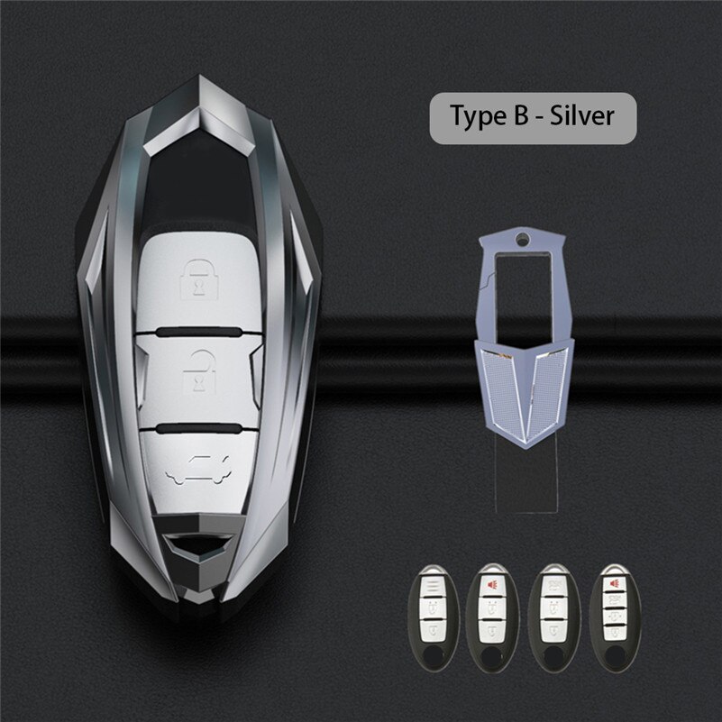 synke legering bil nøkkel sak dekke skall til nissan qashqai  j10 j 11 x- sti  t31 t32 sparke tiida veisøker murano Merk juke bil styling: Sølv b