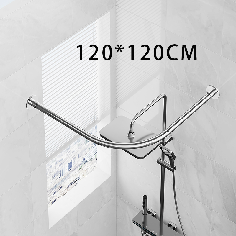 Stansfri duschdraperistång l-formad infällbar skena i rostfritt stål vit/svart teleskopstång: Röd