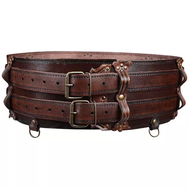 Medievale Steampunk Viking Warrior cintura larga in pelle PU, armatura in vita cavaliere celtico norreno per accessorio Costume Cosplay Larp: Brown