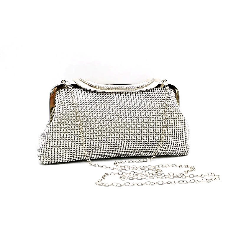 Crystal bag simple solid clutch women bridal wedding wallet purse pearl evening party bag gold/silver/black handbag