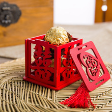 Nueva caja de de caramelo de madera roja doble felicidad China cajas de de boda decoración de