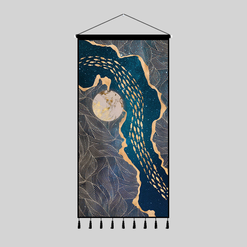 Gobeläng dekoration målning vardagsrum entré veranda kinesisk bakgrund tyg väggdekoration hängande tyg väggdekor: Marinblå / 12 x 16