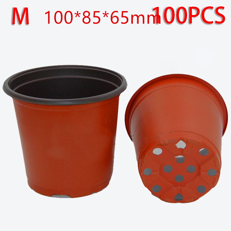 100pcs Plant Pots Small Terracotta Plastic Flower Pot Cactus Tiny Nursery Transplant Flower Pots Fall Resistant Tray Grow Box: 100pcs M