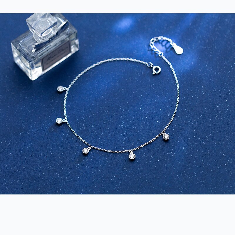 MloveAcc Brand Real 925 Sterling Silver Minimalism Adjustable Chain Bracelets for Ankle Women Fine Jewelry Foot Anklets