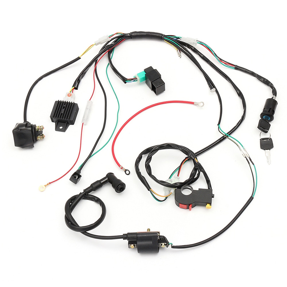 Electric Universal ATV Complete Buggy Accessories Stable 50-125cc Start Engine Quad Bike Wiring Harness Kit