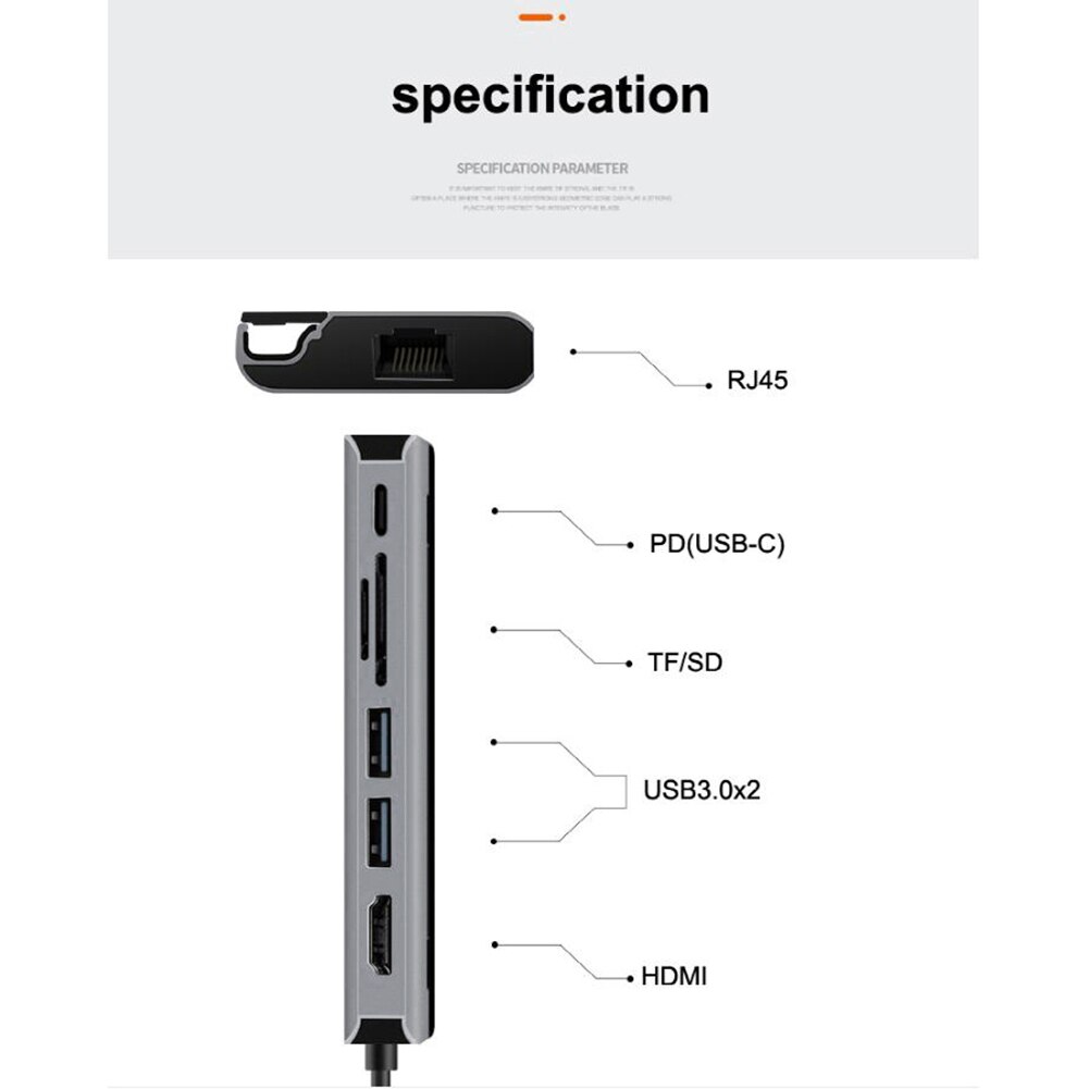 Del computer portatile USB 3.0 Porte Ad Alta Velocità di Tipo-C 7 in 1 Tipo-C centro HDMI USB2.0 USB3.0 PD tipo-C Adattatore Dati per desktop