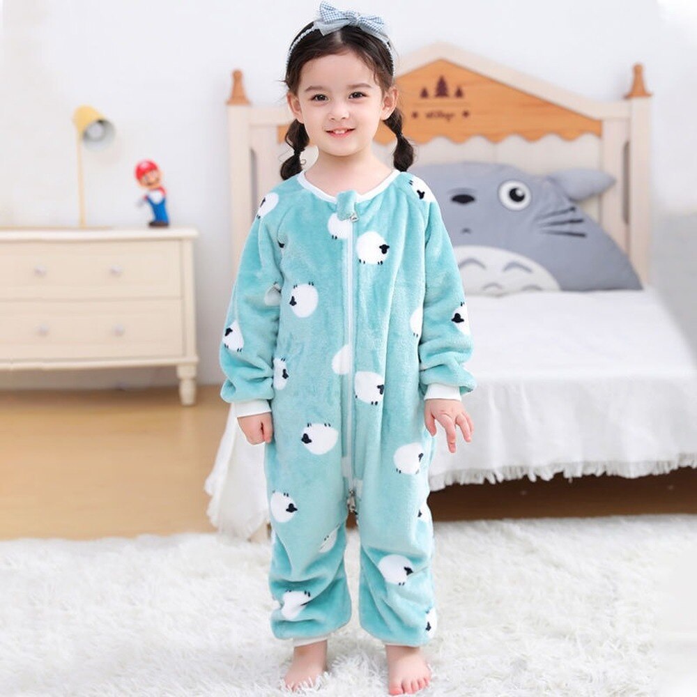 Bebê da criança crianças inverno flanela pijamas quente macio zíper meninos meninas macacão cresce crianças roupas de dormir: 3 / 110cm