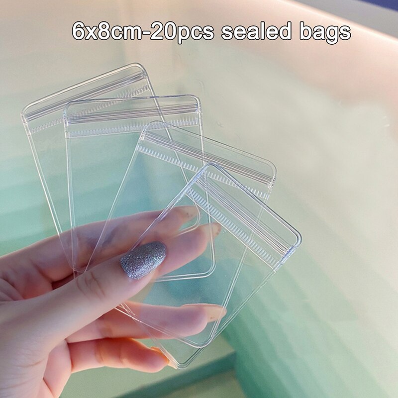 Large-capacity Transparent Jewelry Storage Bag Sealed Bag Necklace Earrings Jewelry Bracelet Storage Book Jewelry Organizer: 20pcs