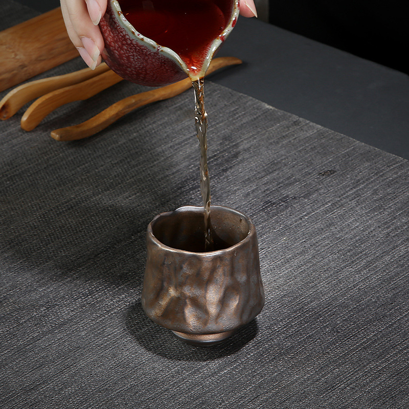 JIA-GUI LUO taza de té japonesa de cerámica taza de café juego de tazas de té de viaje horno de té transformada taza Maestro de cerámica dorada I065