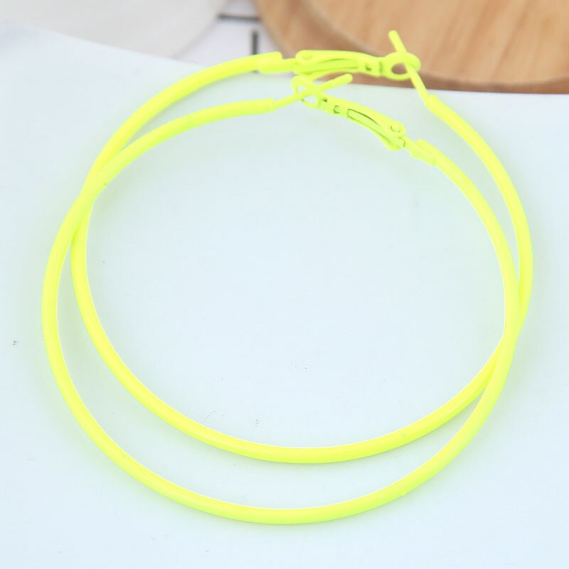 Kymyad Bohemia Big Hoop Earrings For Women 6cm Fluorescent Color Earings Jewelry Statement Earrings Jewelry: color 4