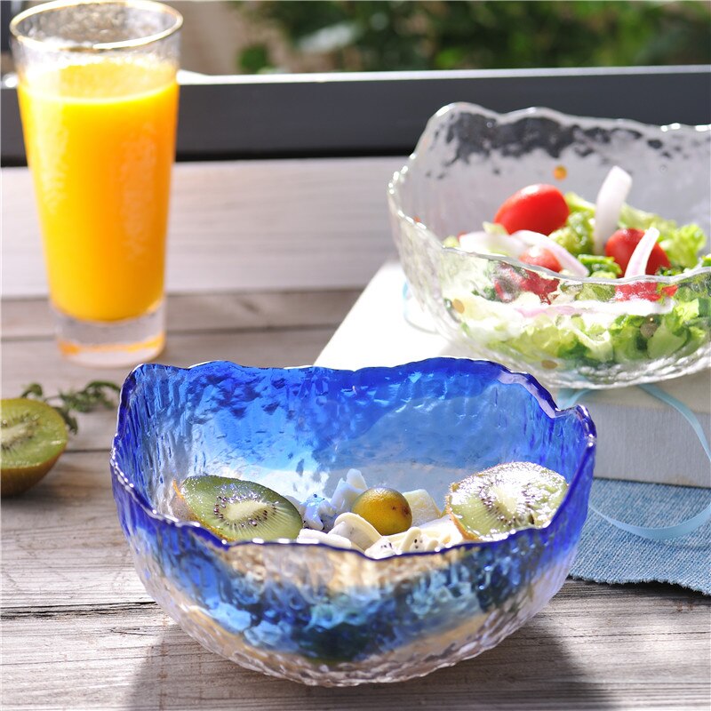Mad fad glacial lrregular gennemsigtig glasskål hjem salat holder personlighed stor frugt dessert skål