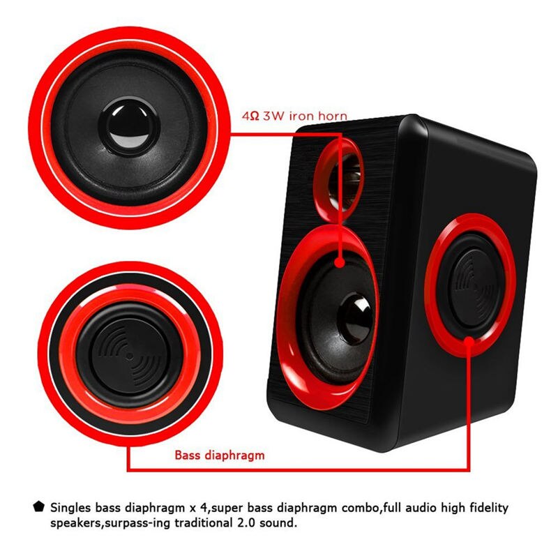 Surround Portable Computer Speakers With Stereo Bass Usb Wired Powered Multimedia Speaker Desktop For Pc Laptops