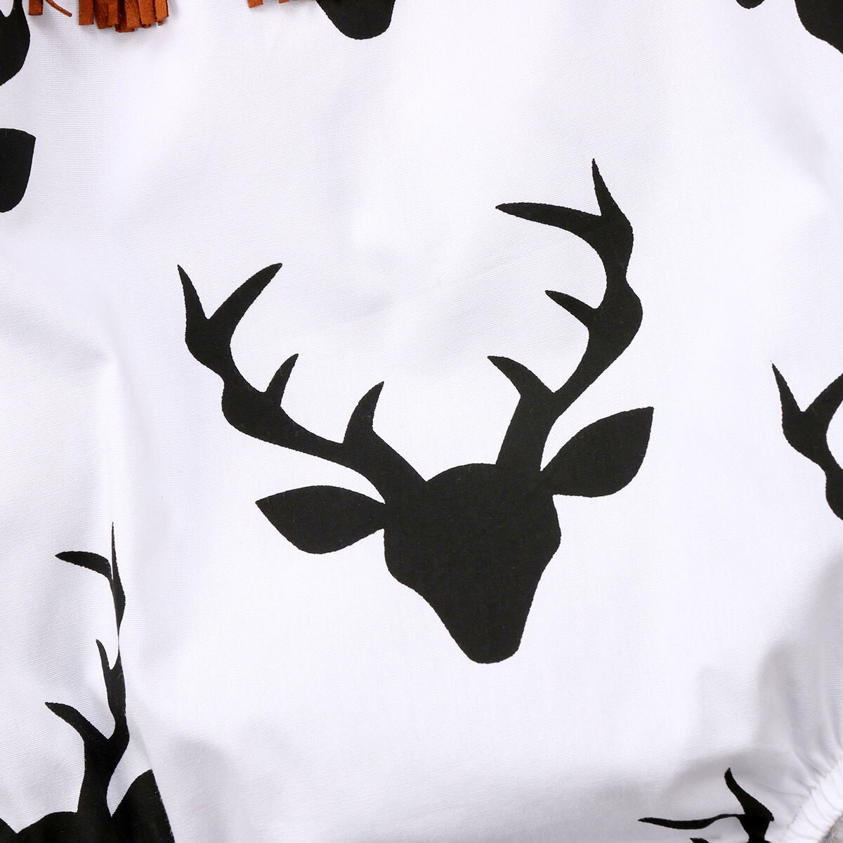 Emmababy XMAS Bodysuit Baby Kids Girls Boy Deer Printed Tassel Bodysuit Jumpsuit Long Sleeve Clothes