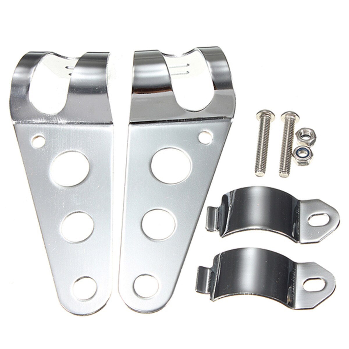 Universele 35-43Mm Motorfiets Koplamp Mount Brackets Vork Oor Chopper Koplamp Houder Passen Motor Vork Mount: Chrome