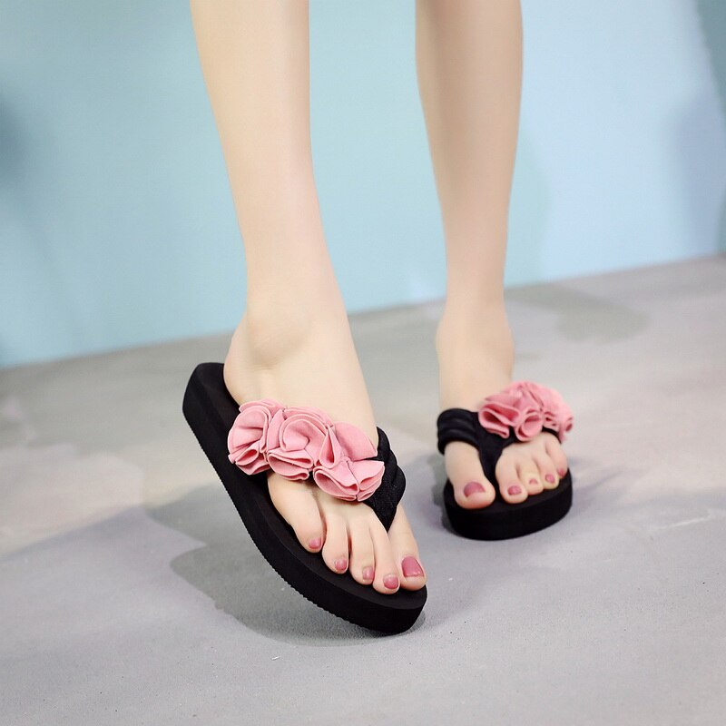 Dames slippers zomer bloemen clip teen slippers dames casual schoenen wiggen dames strand slippers antislip strandschoenen
