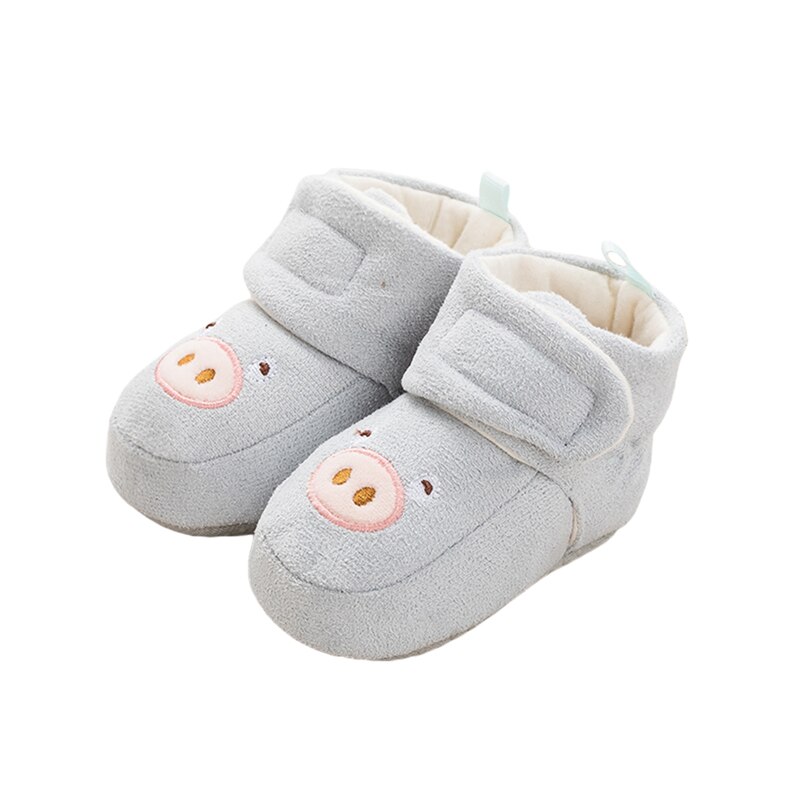 Baby antislip sneaker wandelen zachte zool ademend verjaardag pluche borduurwerk varken cartoon laarzen