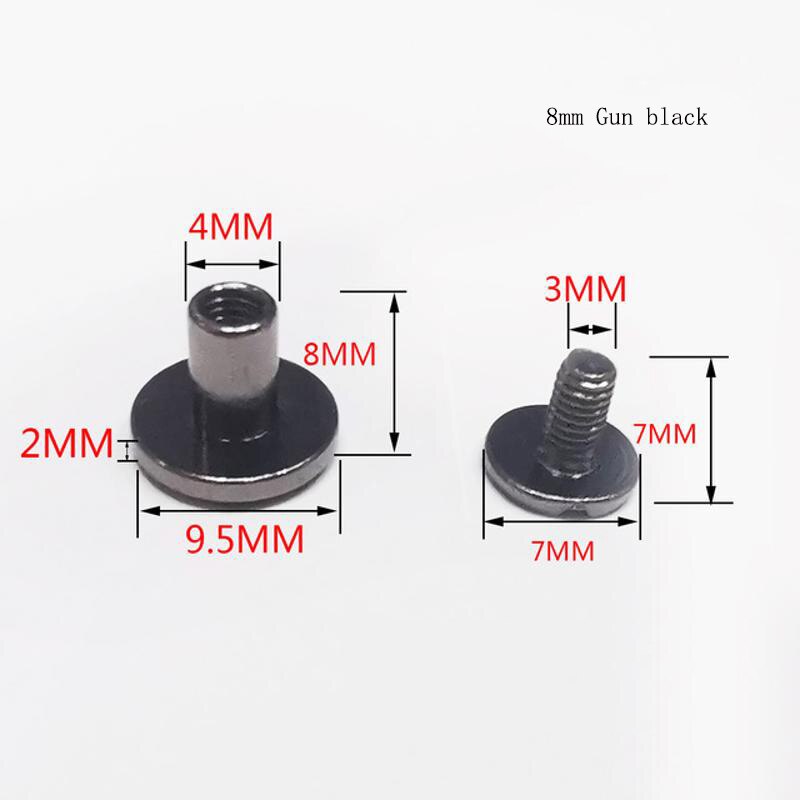 100 Pieces/Set Of 8mm Flat Head Rivet Notebook Fixing Screw Copper Nail Leather Metal Craft Solid Diy Accessories: 8mm gun black