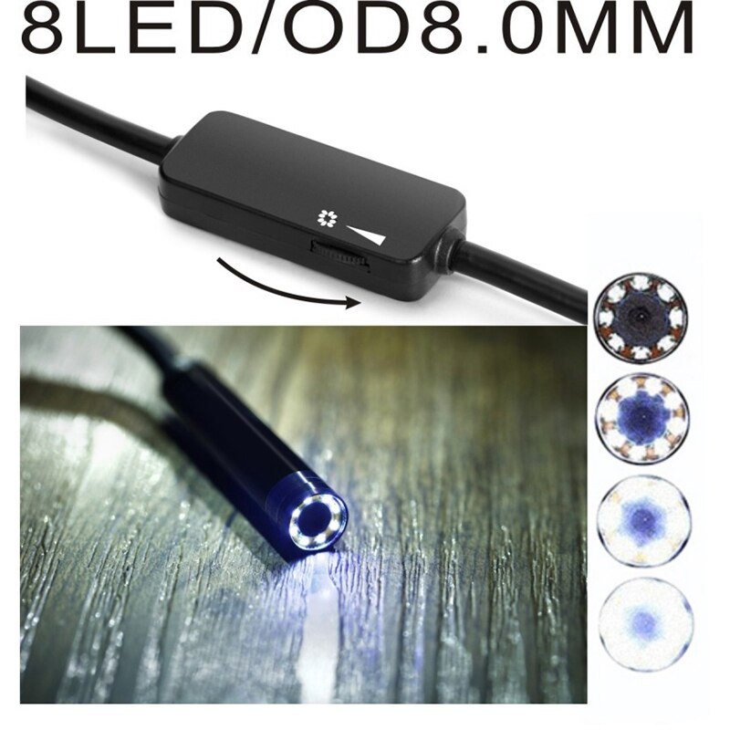 Endoscopio WiFi 1200P, cámara endoscópica inalámbrica con luces 8LED para IOS, Samsung, Android, iPhone, Windows, Mac(2M)