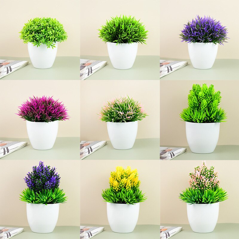 Bonsái Artificial en maceta con hojas verdes, plantas de simulación de árbol pequeño para decoración del hogar y jardín, decoraciones de mesa para fiestas de cumpleaños y bodas