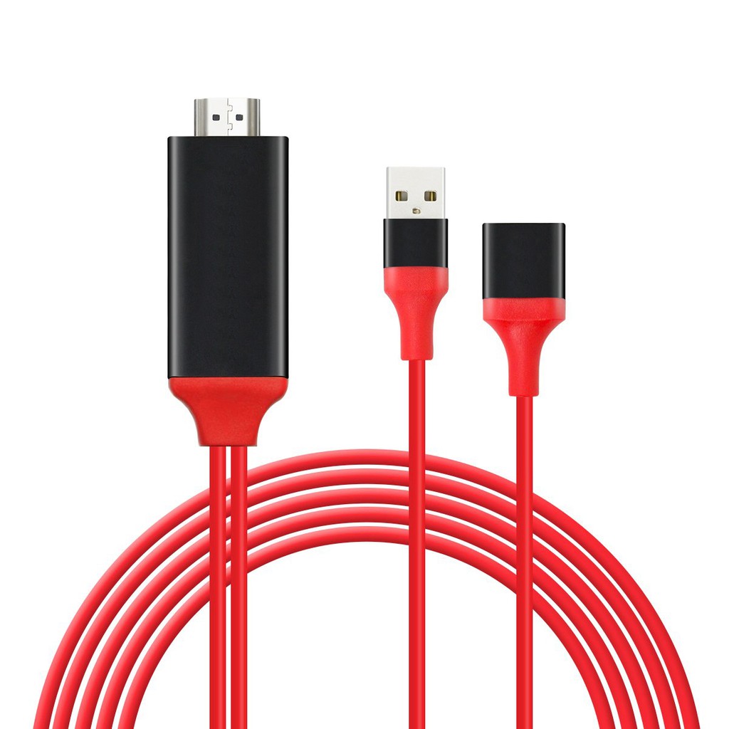 Usb naar hdtv-adapter/converterkabel, kabel voor het aansluiten van je telefoon op je telefoon en tv (compatibel met ios en android).: Rood