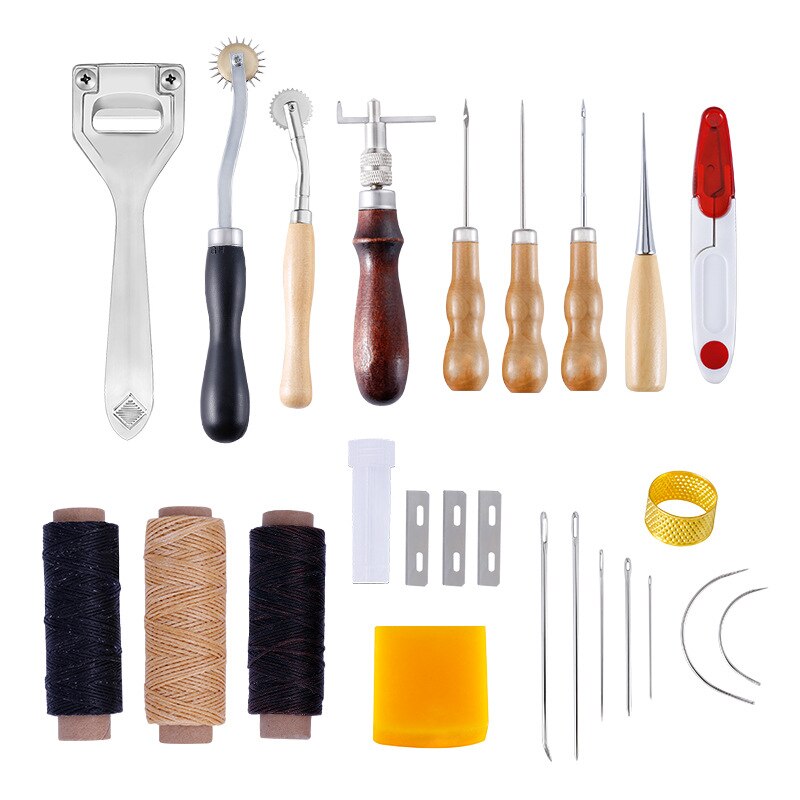 Leather Craft Punch Tools Set Kit Stitching Carving Working Sewing Saddle Groover Leather Crafts Tools Skiving Knife: 1
