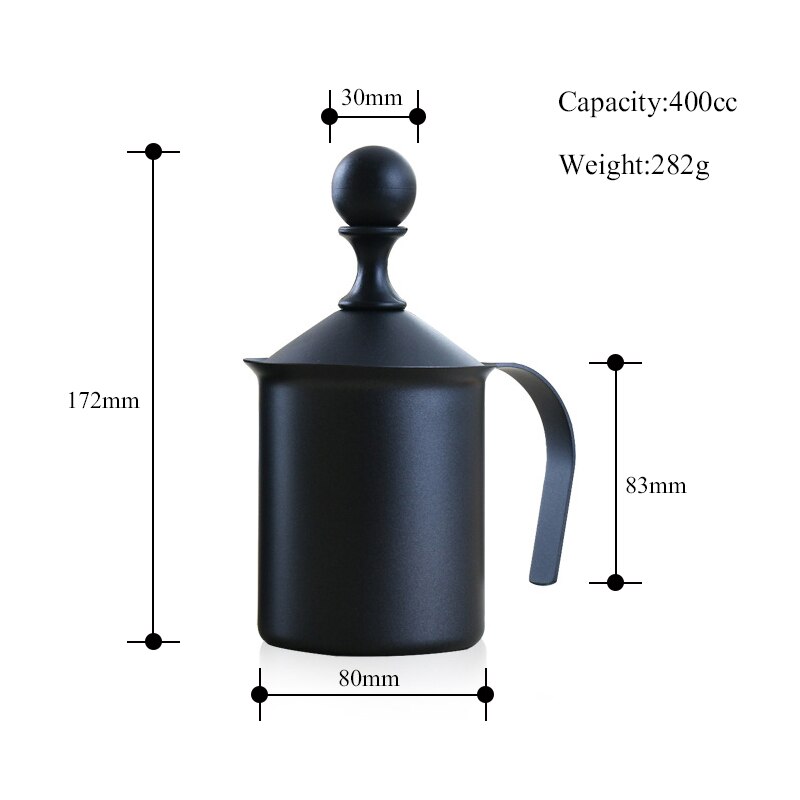 Handmatige Melkopschuimer, 400 ml 800 ml, Rvs Handpomp Melkschuimer, handheld Melk Opschuimen Werpers Voor Cappuccino Koffie: Teflon 400ml