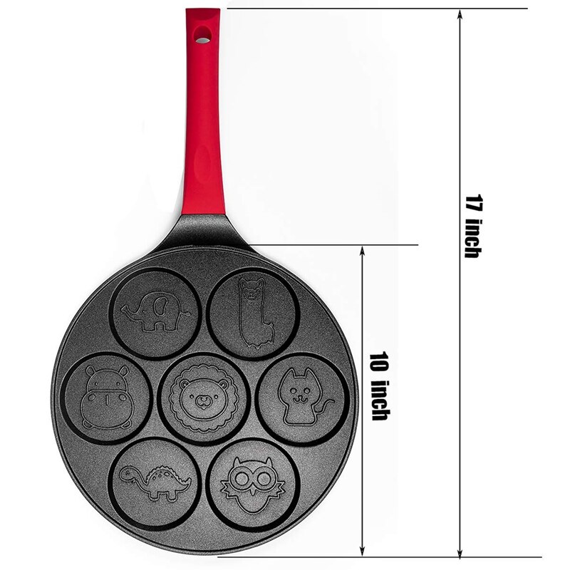 Pannenkoek Maker-Non-stick Pannenkoek Pan Bakplaat Grill Pan Mini Crêpe Maker 7-Mold Pannenkoeken Met Siliconen handvat, zwart Dier