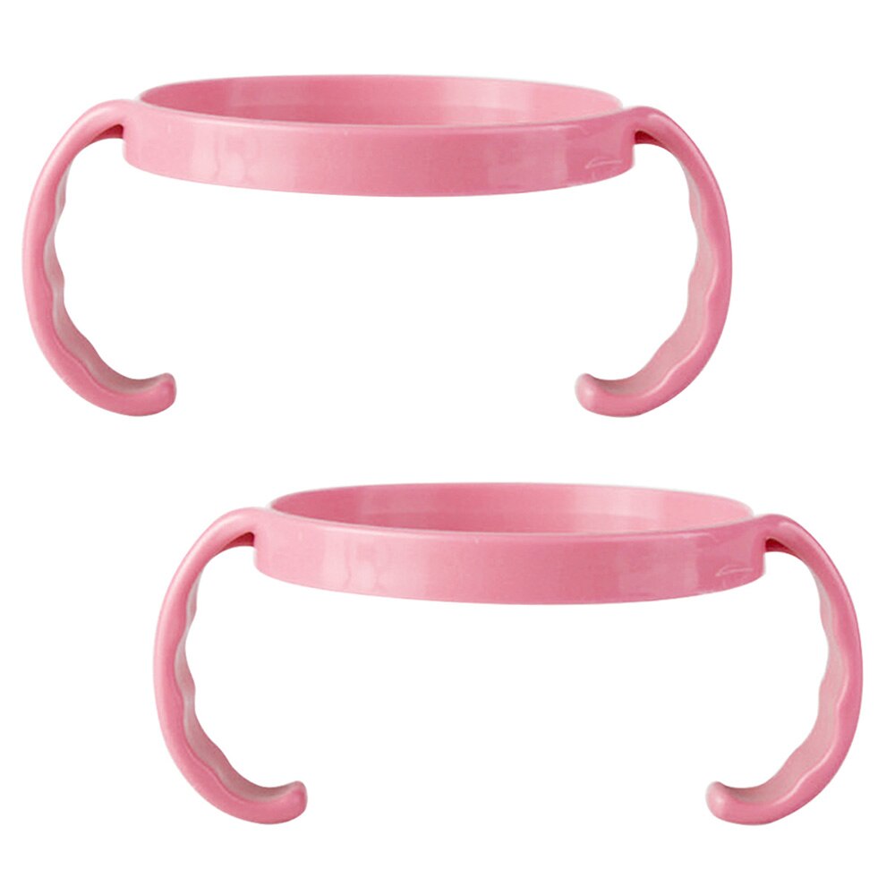 2PCS Heat Resistance Baby Feeding Milk Bottle Handle PP Baby Bottle Cover Grip for Comotomo Baby Bottles Training Accessories: Pink