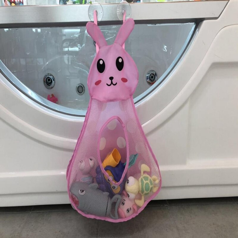 Juguetes de baño bolsa de malla para almacenamiento para Baby Shower playa cesta de almacenamiento con ventosa impermeable dibujos animados formas de animales: Pink