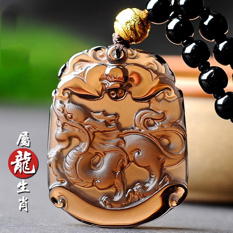 Natural Ice Obsidian 12 Chinese Zodiac Snake Pendant Boutique Jewelry Men's and Women's Necklace: 2