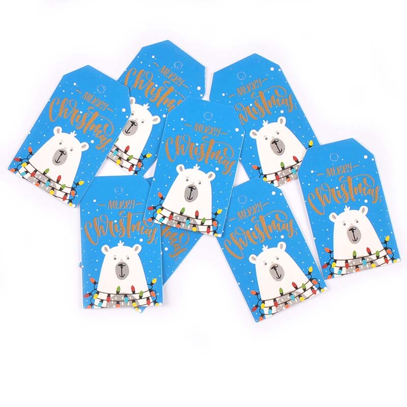50 pièces papier Kraft mélangé carte père noël arbre papier étiquette HangTag bricolage fête boîte à bonbons étiquette de cuisson décor de noël C3010: 11