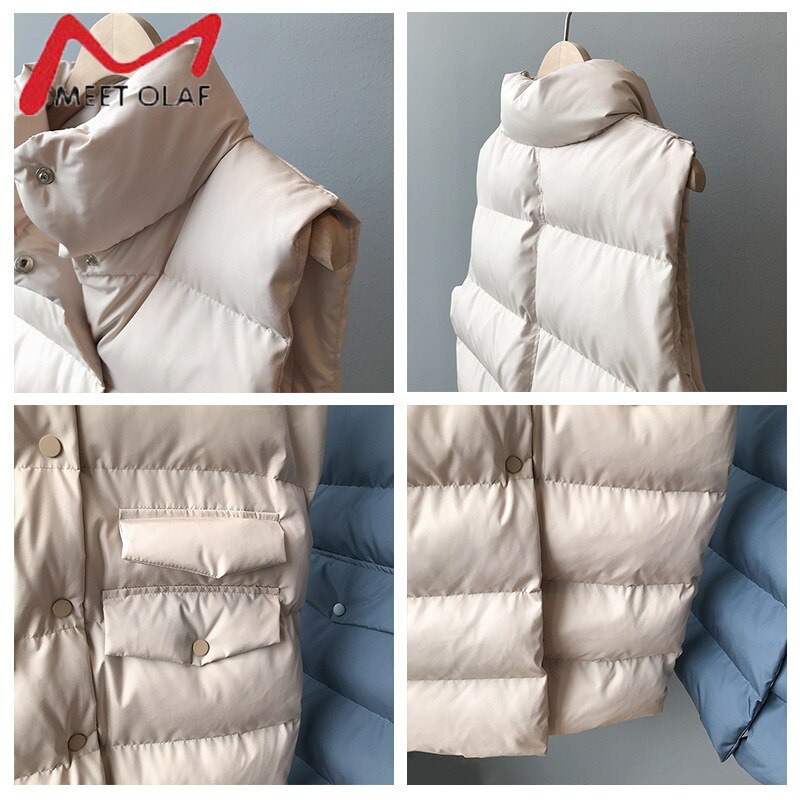 Dames wintervest jas opstaande kraag dames lang vest warm dames tops vest chaleco mujer gilet casaco feminino
