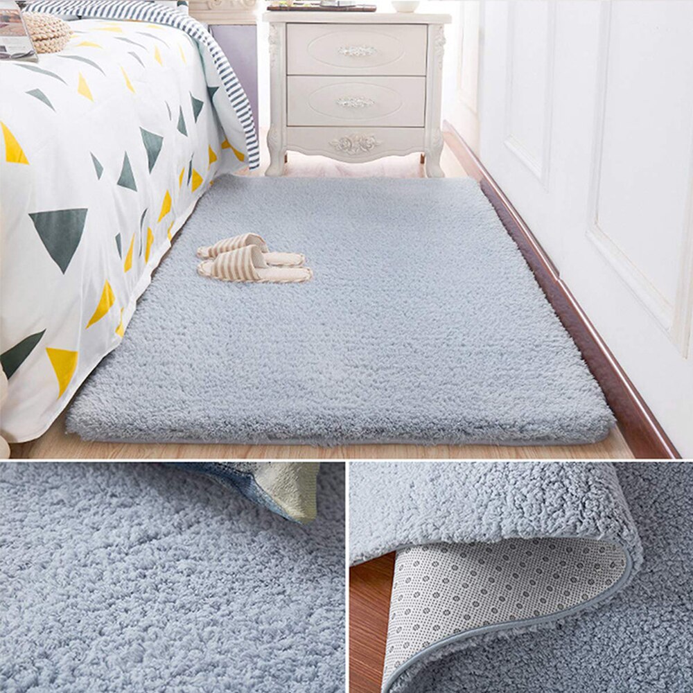 Tie Verven Pluche Zachte Tapijten Shaggy Anti-slip Absorptie Warm Vloermatten Interieur Tapijt Tapete voor Slaapkamer Woonkamer kamer Keuken: grey / 40x60mm