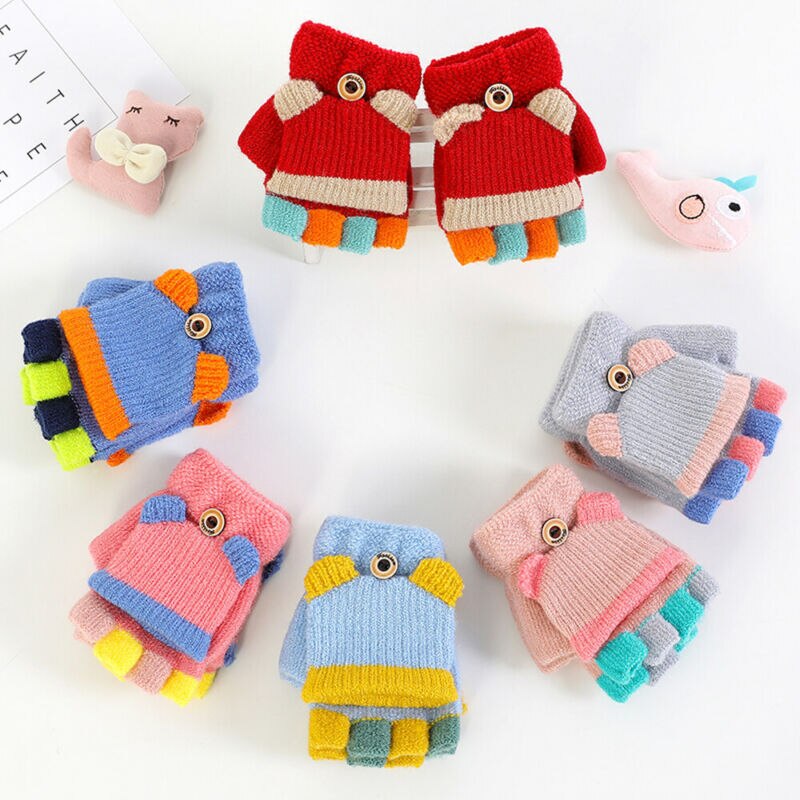 Baby Gloves Winter Warm Girls Boys Stretch Soft Fingerless/Covered Gloves